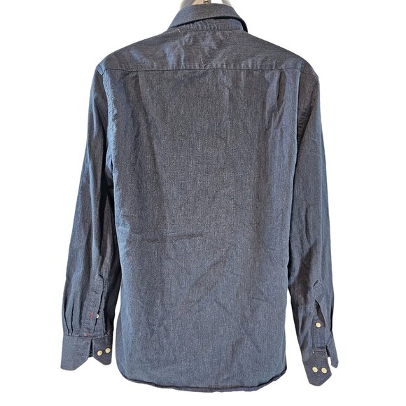 Tommy Hilfiger Blue Button Front Shirt Size 16 34-35 Dress Shirt - Picture 2 of 3